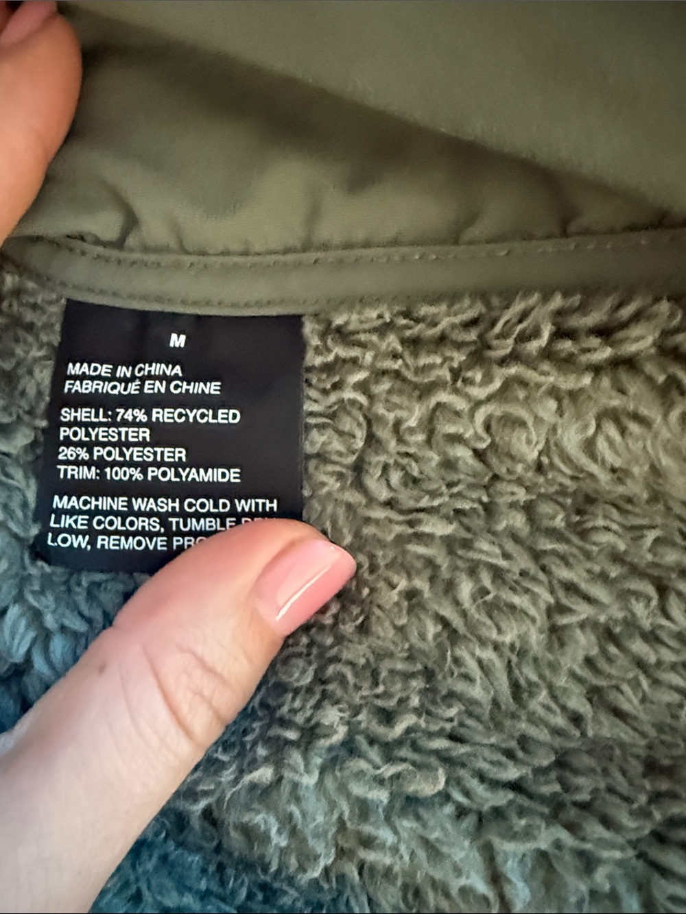 Vuori Olive Green Teddy Sherpa Jacket - Picture 2 of 6